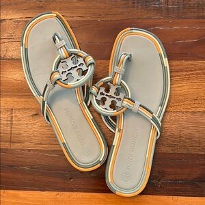 Tory Burch Gray and Orange Sandals